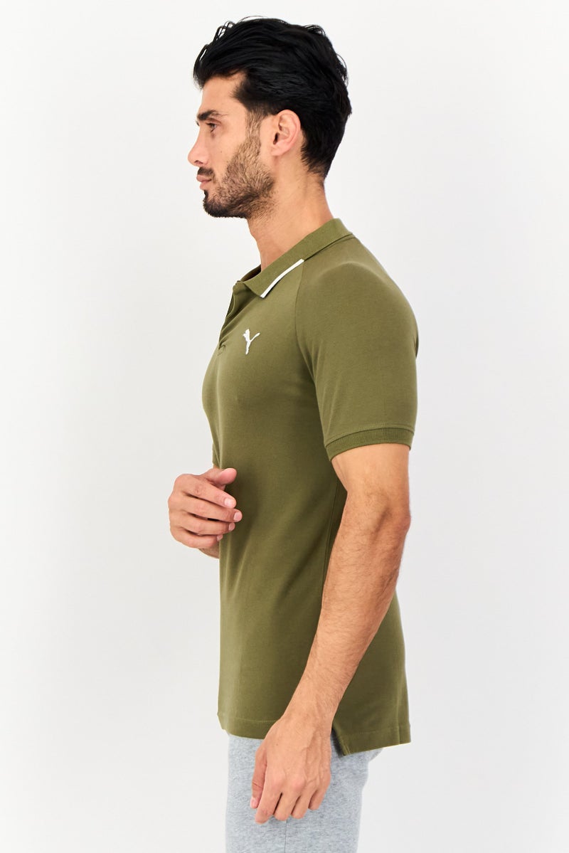 PUMA قميص بولو قصير الأكمام للرجال بتصميم نحيف، زيتوني - Image 2