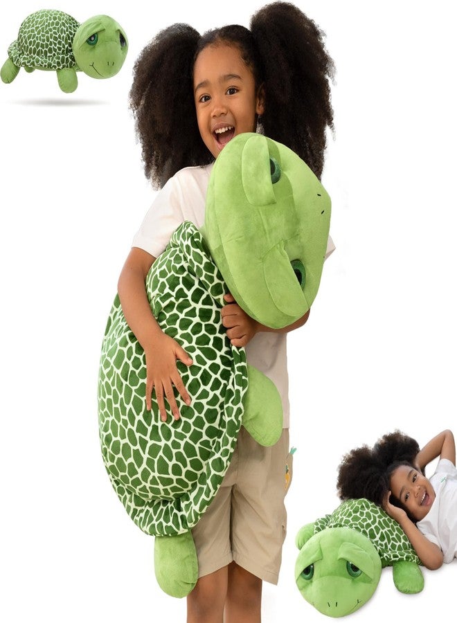 MorisMos Giant Sea Turtle Stuffed Animal Plush Pillow - 31.5" Big Stuffed Turtle Plush Pillow for Kid & Adult, Large Tortoise Toy Gift for Marine Lovers, Cuddly Ocean Creature Decor,CE/CPC Certified - Image 1