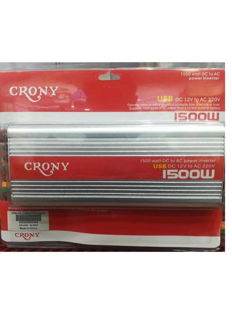 Crony محول كهربائي للسيارة بقوة 1500 واط (12 فولت) من 12 إلى 220 - Image 1