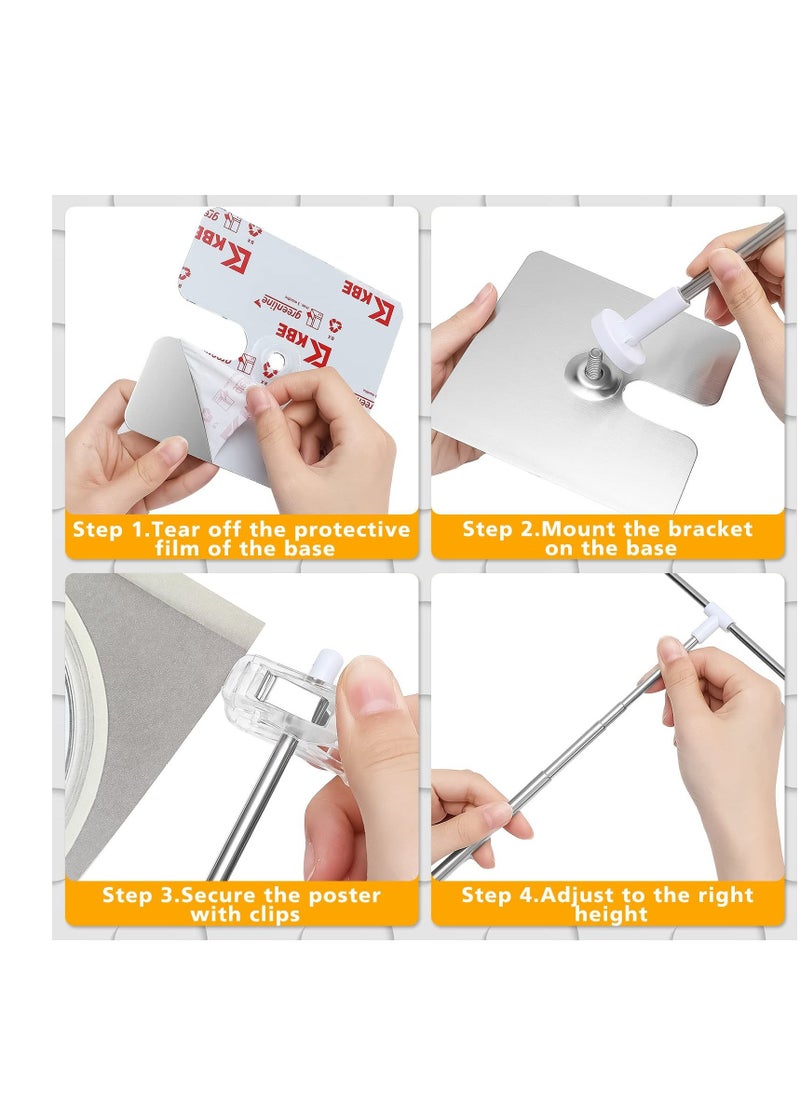 Excefore 4 Pcs Adjustable Background Stand Support Kit Metal Banner Holder Retractable Poster Board Stand Suitable For Parties Wedding Events Decoration Indoor Outdoor board Display  - Image 3