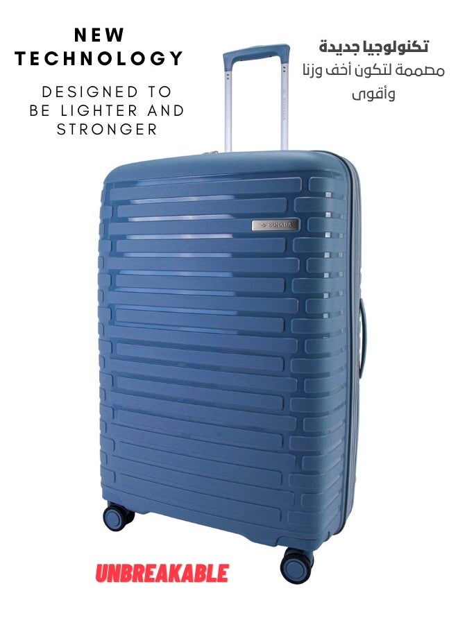 SONADA - Unbreakable Luggage Unisex ,Double Zipper ,Expandable, TSA Lock With 4 Double Silent Wheels (Set of 4, BLUE) - Image 1