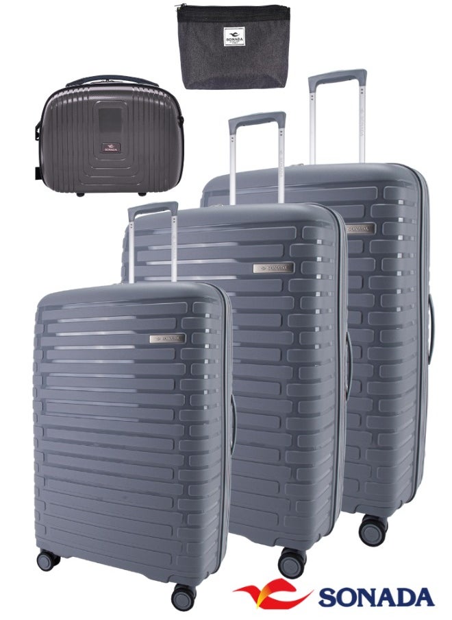 SONADA - Unbreakable Luggage Unisex ,Double Zipper ,Expandable, TSA Lock With 4 Double Silent Wheels (Set of 4, BLUE) - Image 1