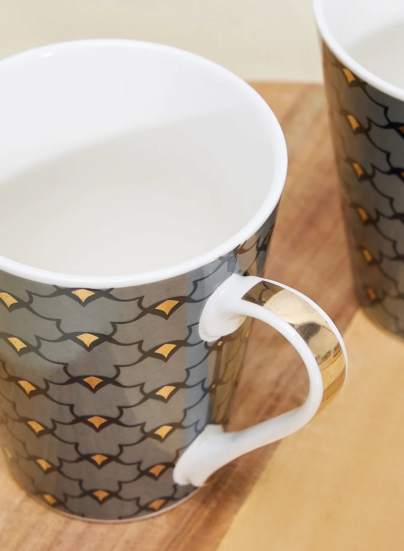 AURORA Single Conical Mug Heron Design Set Of Two