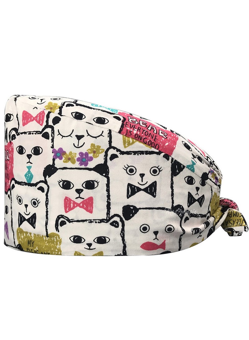 KUYING Nurse Hat With Small Fresh And Cute Pattern Medical Work Hat