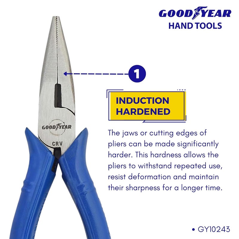 Good Year Chrome Vanadium 150 mm Long Nose Plier (Silver) - Image 3