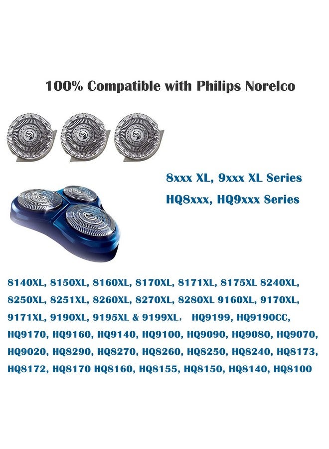 Suleto Hq9 Replacement Heads Blades Fit For Philips Shaver Razor Hq9 Speedxl 3Pack Replacement Blades Upgraded Shaving Heads Compatible With Norelco 8240Xl 8140Xl 8150Xl 8160Xl 8170Xl Hq9080 Hq9070 Hq8240 - Image 3