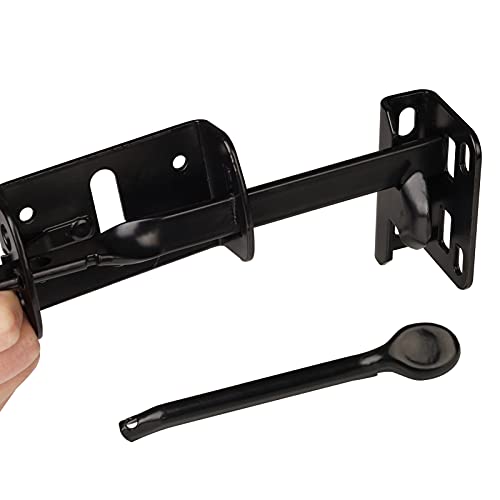 JIAHOO Gate Latch, Thumb Latch Hardware, Gate Latch for Wooden Fence Heavy Duty, Self Locking Latches with 8 inch Handle, Gate Kit for Wooden Fence & Swing Outdoor Gate – Steel, Black Finish - Image 4
