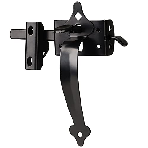 JIAHOO Gate Latch, Thumb Latch Hardware, Gate Latch for Wooden Fence Heavy Duty, Self Locking Latches with 8 inch Handle, Gate Kit for Wooden Fence & Swing Outdoor Gate – Steel, Black Finish - Image 1