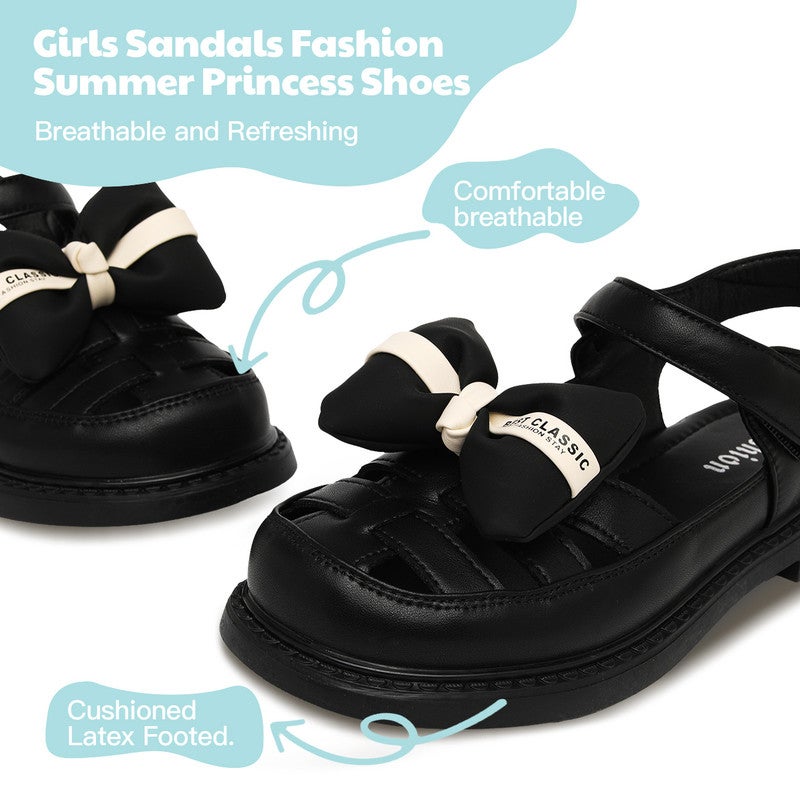 Lucky Kids Girls Bow Tie Flat Sandals Closed Toe Sandals with Adjustable Straps for Little/Big Kids - Image 3