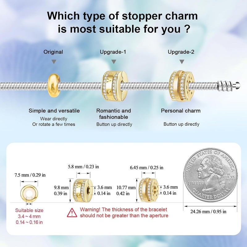 DALARAN Stopper Beads for Bracelets 925 Sterling Silver Clip Spacer Charm Bracelet Stoppers - Image 5