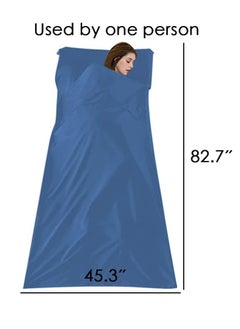 Cuken 115x210cm Sleeping Bag Liner with Storage Bag, Camping Travel Home Bed Sheet, Lightweight Breathable Hotel Compact Sacks (Blue)  - Image 2