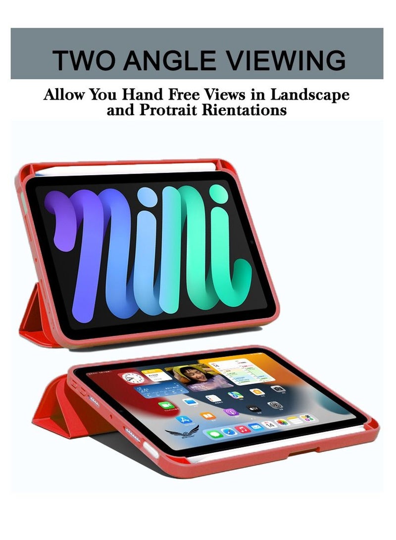 BORTONY iPad Mini 6 Cover with Pencil Holder Silicone Smart Folding Case Compatible with Apple iPad Mini 6 2021 8.3 Inch - Image 2