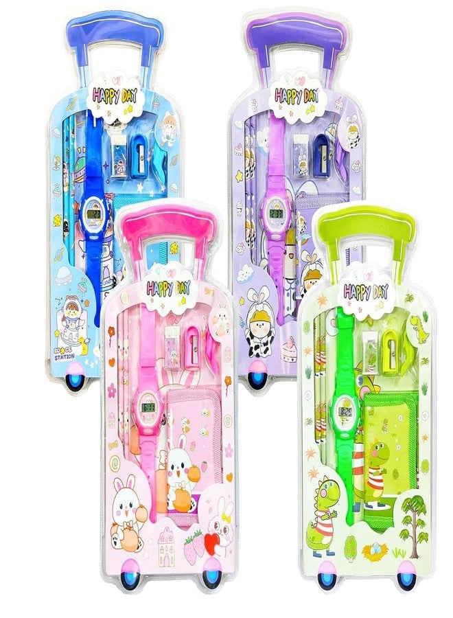 Case Creation 7 Item Cute Stationery Gift Set with School Supply Kit, Digital Watch, Wallet Birthday Return Gift for Kids 6-12 Boys Girls Assorted Color Design As Per Stock (Pack of 1) - Image 1