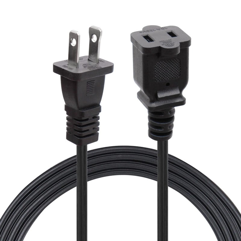5ft Extension Cord2 Prong Small and Thin Extension CordsMaleFemale for NEMA 115P to NEMA 115R Short Extension Cord Indoor 1 Black 5ft