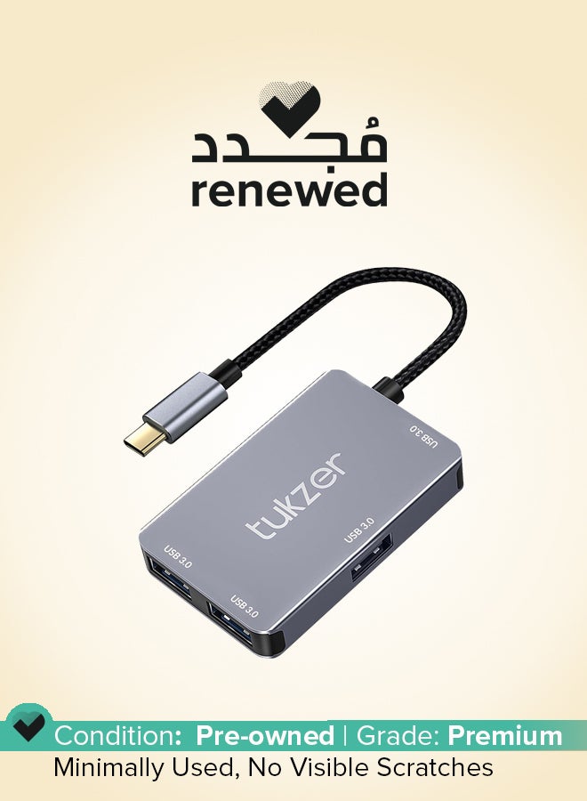 tuKZer Renewed - Tukzer 4-in-1 USB 3.0 Hub - Type C to USB A Splitter with 5Gbps Data Sync Speed for Laptops and PCs -Gray - Image 1
