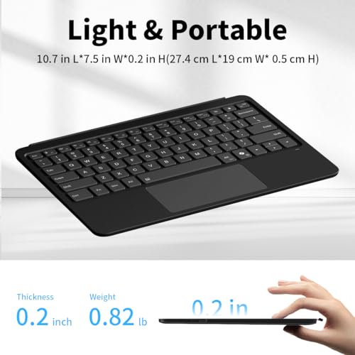 Sooguard for Microsoft Surface Pro 12 inch Keyboard (2025 Model), Bluetooth Wireless Magnetic Type Cover with 7-Color Backlit & Multi-Touch Touchpad, Ultra-Slim Rechargeable, Black - Image 3