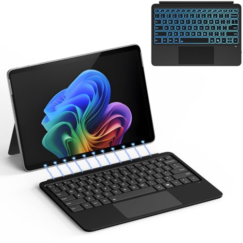 Sooguard for Microsoft Surface Pro 12 inch Keyboard (2025 Model), Bluetooth Wireless Magnetic Type Cover with 7-Color Backlit & Multi-Touch Touchpad, Ultra-Slim Rechargeable, Black - Image 1