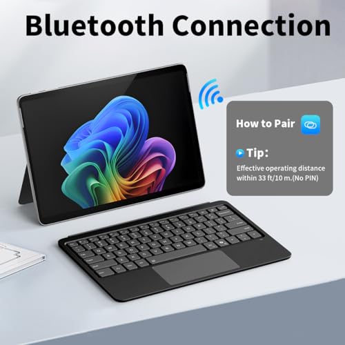 Sooguard for Microsoft Surface Pro 12 inch Keyboard (2025 Model), Bluetooth Wireless Magnetic Type Cover with 7-Color Backlit & Multi-Touch Touchpad, Ultra-Slim Rechargeable, Black - Image 4