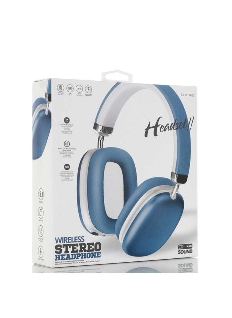 GULFLINK SY-BT1632 Wireless Headphone Gaming Headset Foldable Bluetooth Earphones Blue  - Image 2