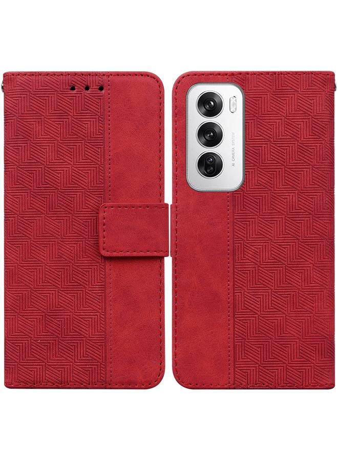 S-TOP Case For OPPO Reno12 5G Global Geometric Embossed Leather Phone Case - Image 1