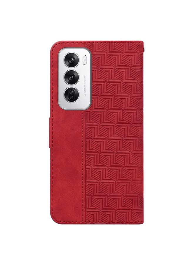 S-TOP Case For OPPO Reno12 5G Global Geometric Embossed Leather Phone Case - Image 4