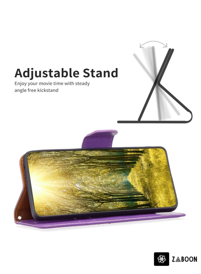 زبون إلى Samsung Galaxy S23 Ultra 5G Litchi Texture حافظة هاتف جلدية بلون نقي (أرجواني) - Image 4