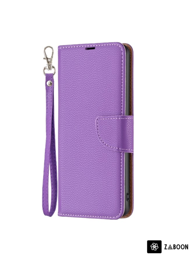 زبون إلى Samsung Galaxy S23 Ultra 5G Litchi Texture حافظة هاتف جلدية بلون نقي (أرجواني) - Image 2