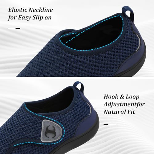 Scurtain Blue Shoes for Women Wide Width Non Slip Diabetic Shoes Adjustable Neuropathy Bunion Recovery Nursing Shoe Knitted Casual Walking Shoes Size 10 - Image 3