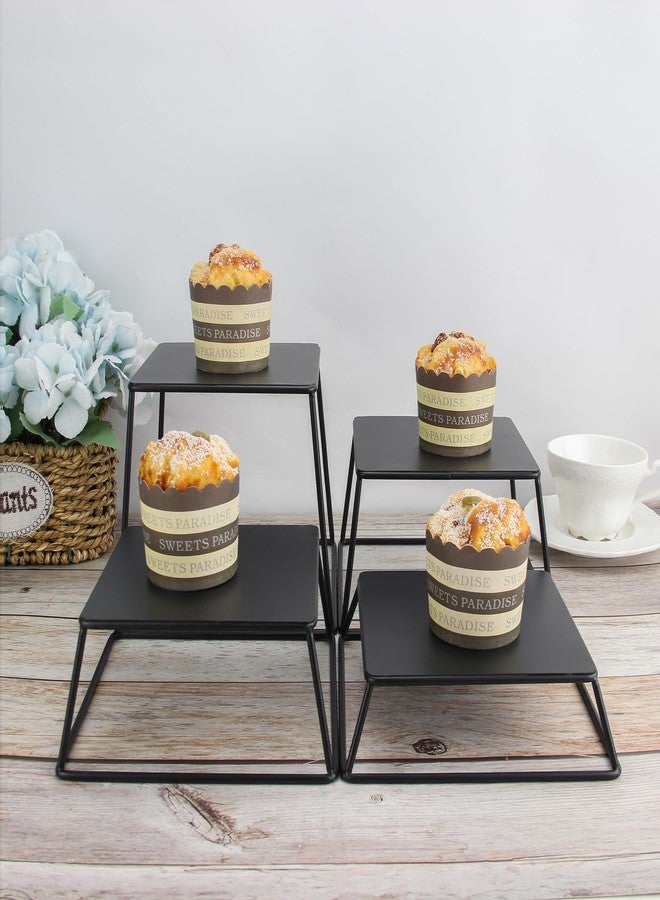 YFEEN Dessert Table Risers Display Stands Food display Black Metal Square Retail Pizza,Cupcake,Candy Stands Food Platter Tray,6x6 INCH,Set of 4 - Image 3