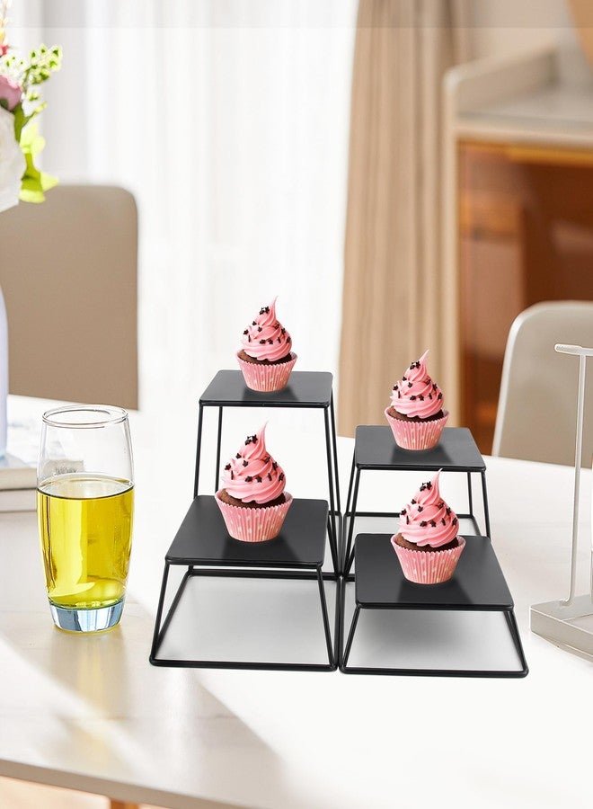 YFEEN Dessert Table Risers Display Stands Food display Black Metal Square Retail Pizza,Cupcake,Candy Stands Food Platter Tray,6x6 INCH,Set of 4 - Image 5