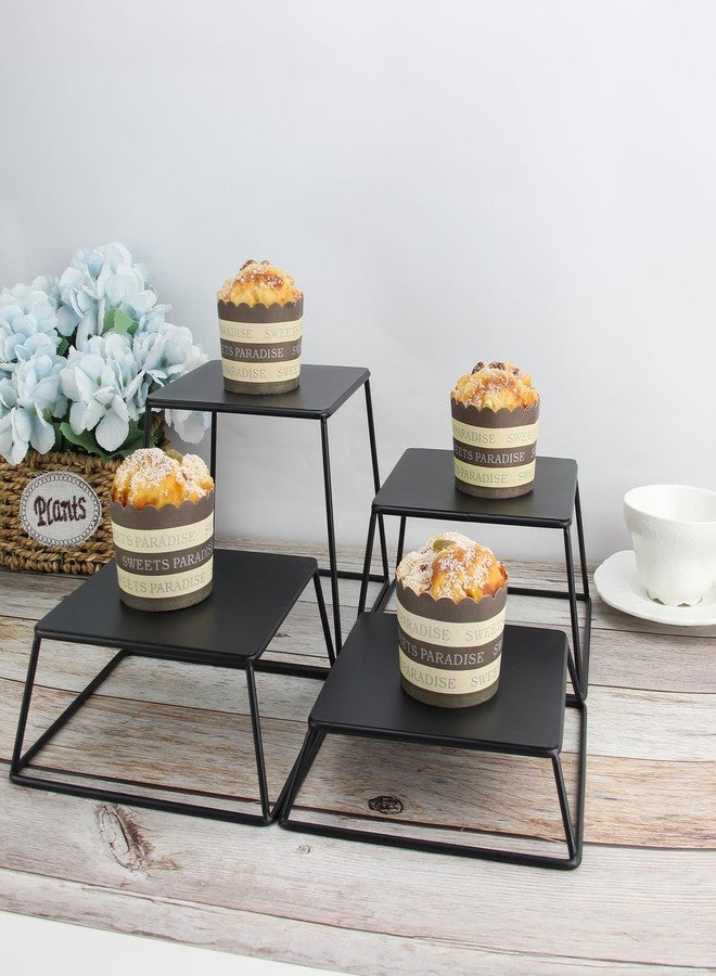 YFEEN Dessert Table Risers Display Stands Food display Black Metal Square Retail Pizza,Cupcake,Candy Stands Food Platter Tray,6x6 INCH,Set of 4 - Image 4