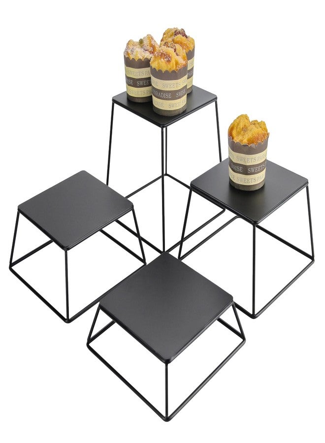 YFEEN Dessert Table Risers Display Stands Food display Black Metal Square Retail Pizza,Cupcake,Candy Stands Food Platter Tray,6x6 INCH,Set of 4 - Image 1