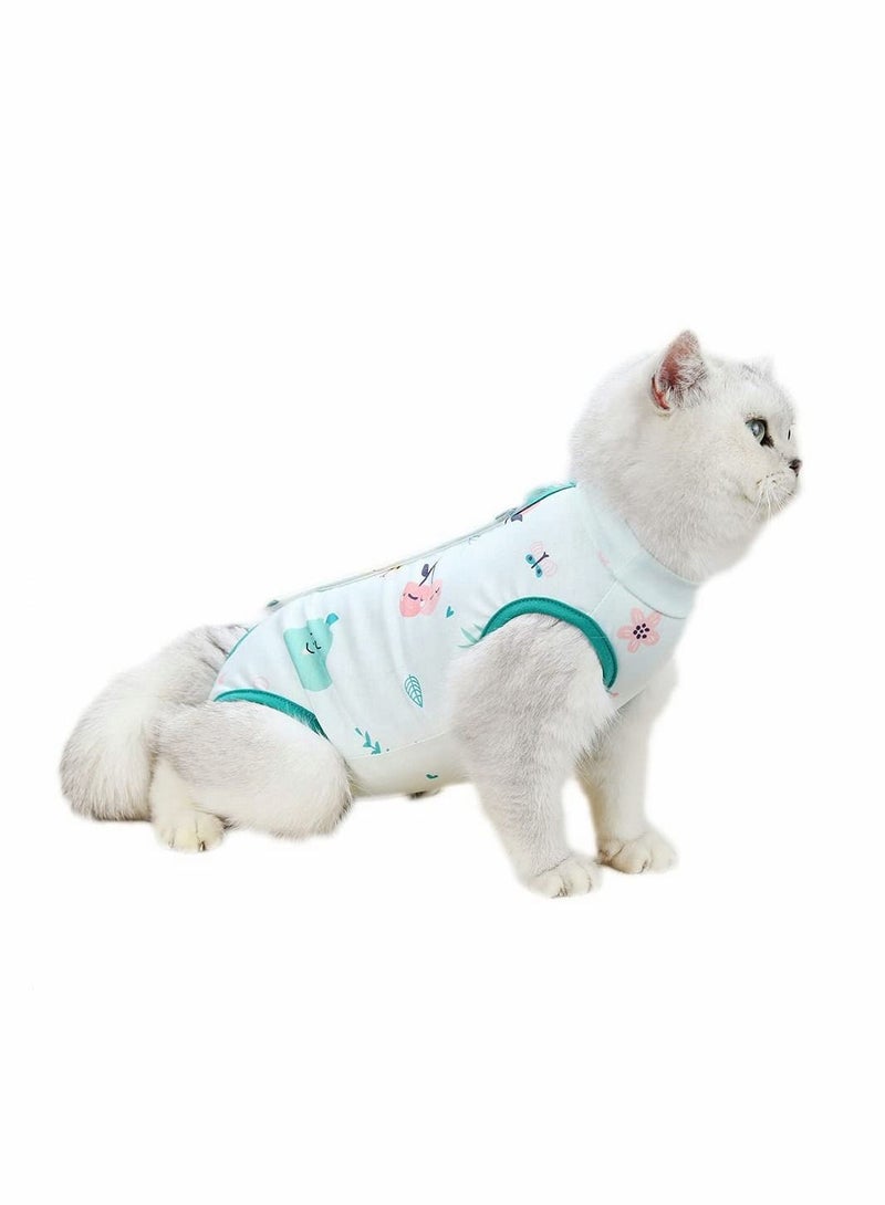 Excefore Dog/Cat Clothing Professional Recovery Suit With Anti Licking for Abdominal Wounds or Skin Diseases, Indoor Clothing E-Collar for Cats After sterilization, Surgery - Green L - Image 1