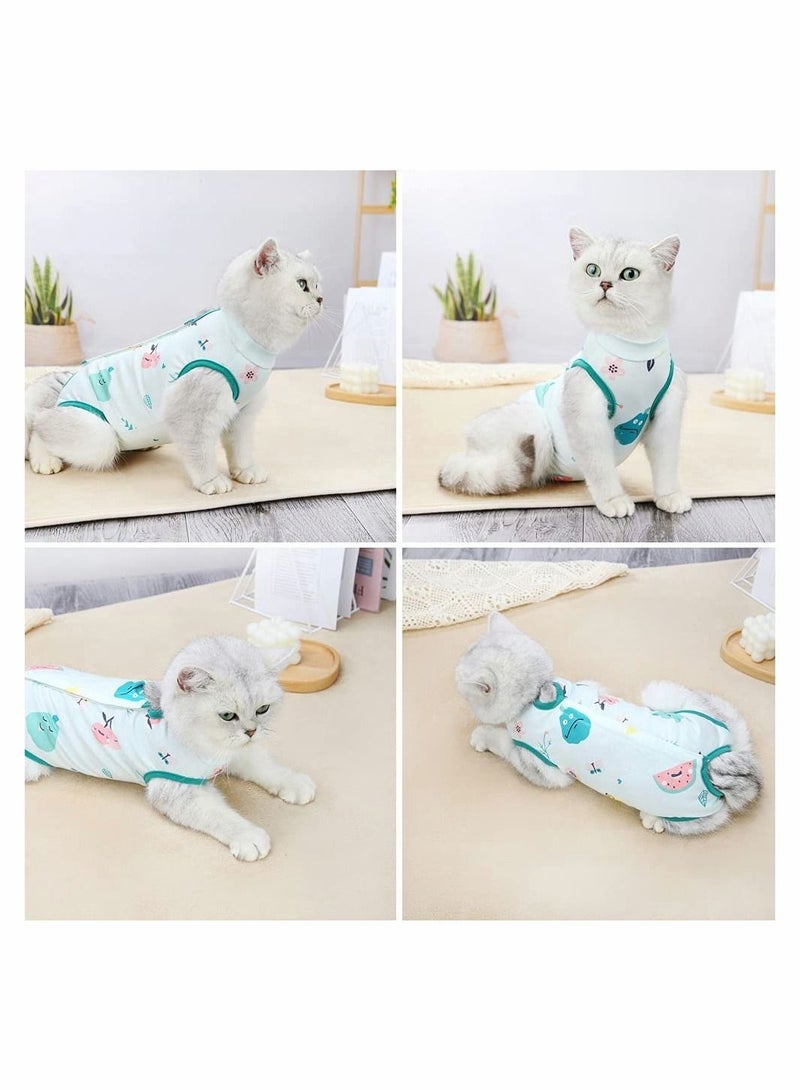 Excefore Dog/Cat Clothing Professional Recovery Suit With Anti Licking for Abdominal Wounds or Skin Diseases, Indoor Clothing E-Collar for Cats After sterilization, Surgery - Green L - Image 4