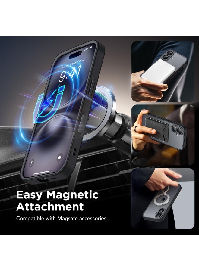 جولبينبوكس جراب مغناطيسي لهاتف iPhone 16 Plus مع زر التقاط للتحكم في الكاميرا، متوافق مع MagSafe، [حماية كاملة للكاميرا] [واقي شاشة 2X] غطاء هاتف شفاف غير لامع لهاتف iPhone 16 Plus مقاس 6.7 بوصة (أسود) - Image 3