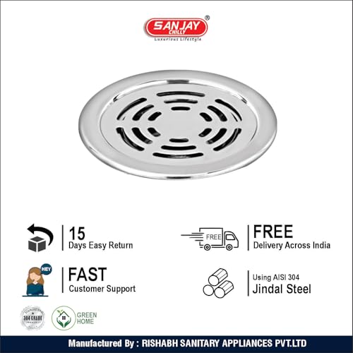Sanjay Chilly SS Floor Drain Cover Jali 3 INCH Waste Water Drainer Strainer Kitchen Floor Sink Washbasin Toilet Anti Cockroach & Insects Bathroom Gratings (TOF - Round Ringo - Silver) - Image 5