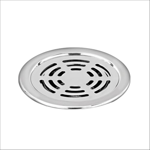 Sanjay Chilly SS Floor Drain Cover Jali 3 INCH Waste Water Drainer Strainer Kitchen Floor Sink Washbasin Toilet Anti Cockroach & Insects Bathroom Gratings (TOF - Round Ringo - Silver) - Image 1