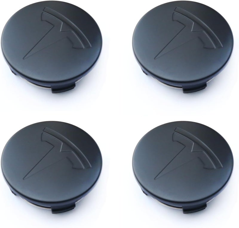 Tesheer Wheel Center Hub Cap Kit with Tesla Emble Brand Center Caps for Model 3 Model Y with 20 Lug Nut Covers (4PCS) (Matte Black) - Image 1
