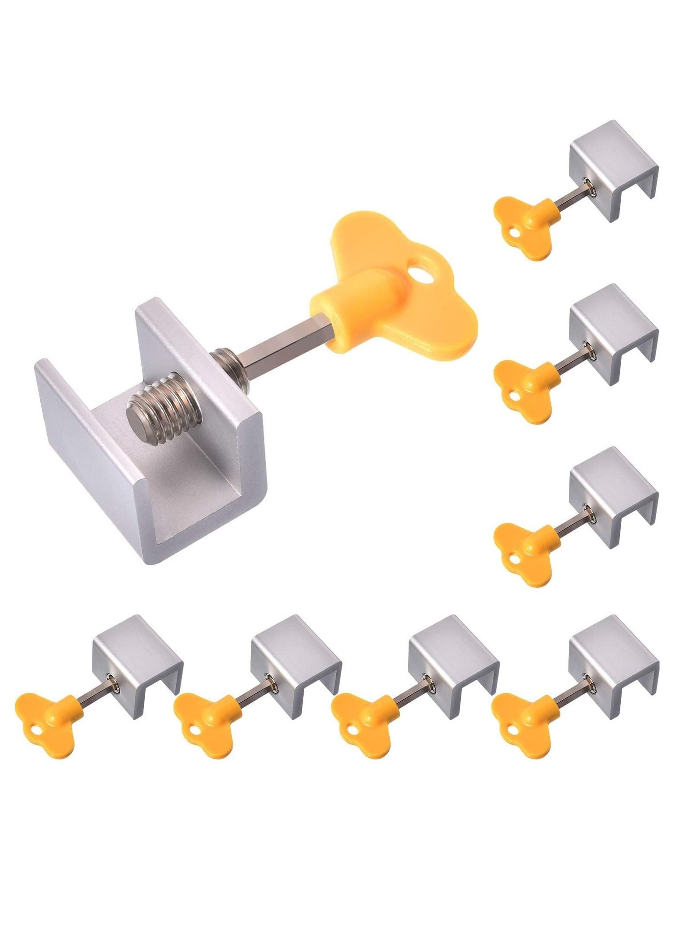Sliding Window Locks Adjustable Security Window Lock Window Stoppers Aluminum with Key Childproof Safety Window Lock Clamps for Vertical Horizontal Slide Door Windows(8 PCS)