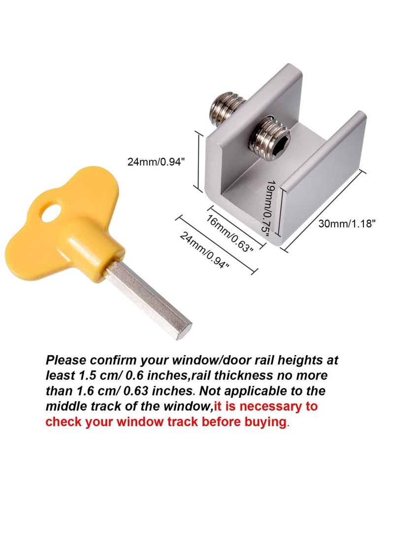 Sliding Window Locks Adjustable Security Window Lock Window Stoppers Aluminum with Key Childproof Safety Window Lock Clamps for Vertical Horizontal Slide Door Windows(8 PCS)