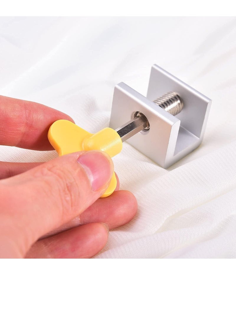 Sliding Window Locks Adjustable Security Window Lock Window Stoppers Aluminum with Key Childproof Safety Window Lock Clamps for Vertical Horizontal Slide Door Windows(8 PCS)