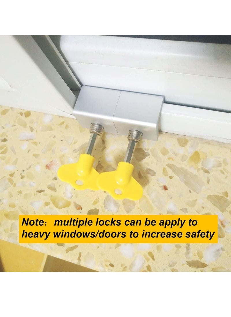 Sliding Window Locks Adjustable Security Window Lock Window Stoppers Aluminum with Key Childproof Safety Window Lock Clamps for Vertical Horizontal Slide Door Windows(8 PCS)