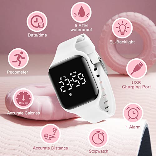 A ALPS Kids Watches for Girls Boys Digital Sport Watch with Step Counter Pedometer Vibration Alarm Clock, No App Waterproof Fitness Tracker Kids Watch Boys Girls Teens Students Ages 5-16 - Image 2