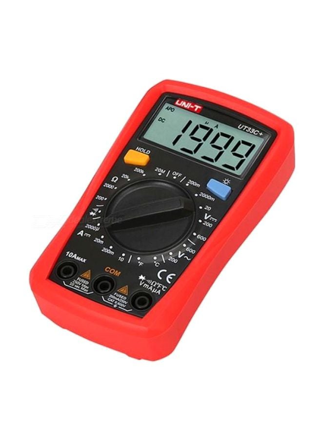 UNI-T UT33C+ Digital Multimeter Electrical Handheld Ammeter Manual Range AC/DC Current Temperature Red/Black - Image 2