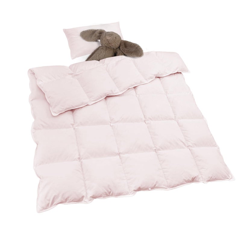 zzlamb Toddler Comforter Baby Down Blanket, Lightweight & Breathable Small Crib Quilt All Season Duvet Insert, Soft Brushed Noiseless Shell Down Proof Machine Washable, Cherry Pink 41x48in - Image 1