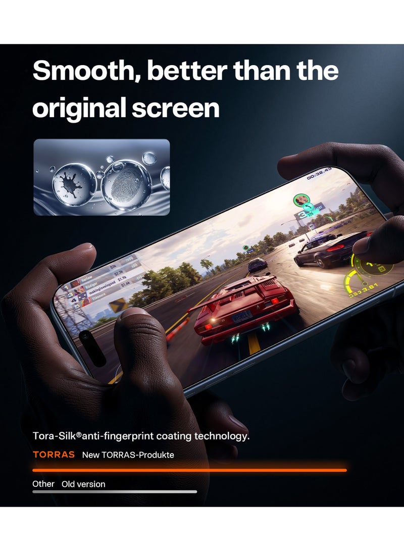 TORRAS iPhone 17 Pro Screen Protector, 9H+ Aerospace Tempered Glass, One-Step Installation, Military Grade Shatterproof Full Coverage, Bubble-Free Protection – Clear - Image 5