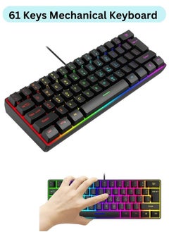 Gaming Keyboard Mechanical 61 Keys Ultra Compact Wired PC Keyboard with RGB Backlit FN Combination Multifunction Shortcut Keys Perfect for Gaming and Work