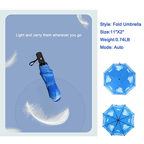 SIEPASA Windproof Travel Compact Umbrella-Automatic Umbrellas for Rain-Compact Folding Umbrella, Travel Umbrella Compact, Small Portable Windproof Umbrellas for Men Women Teenage. (Sky) - Image 5