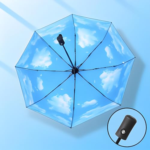 SIEPASA Windproof Travel Compact Umbrella-Automatic Umbrellas for Rain-Compact Folding Umbrella, Travel Umbrella Compact, Small Portable Windproof Umbrellas for Men Women Teenage. (Sky) - Image 3
