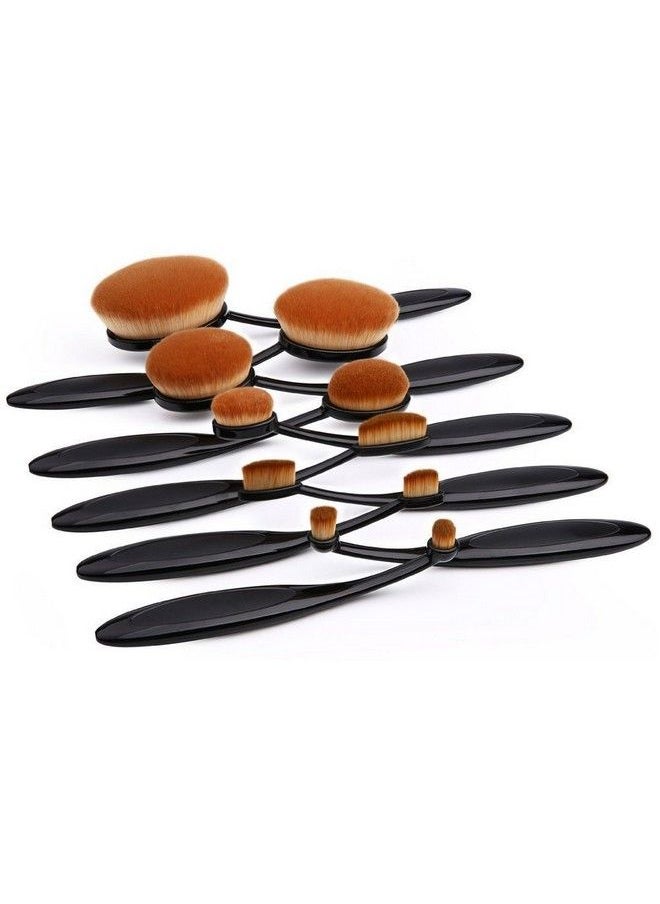 FOK Oval Makeup Brush 10Pc Set Foundation/Powder Brush Kit Beauty Blender Blush Brush Cosmetic Tool  - Image 5